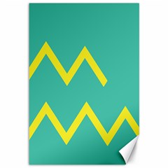 Waves Chevron Wave Green Yellow Sign Canvas 12  X 18   by Mariart