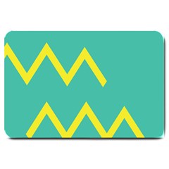 Waves Chevron Wave Green Yellow Sign Large Doormat  by Mariart