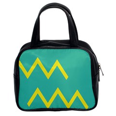 Waves Chevron Wave Green Yellow Sign Classic Handbags (2 Sides)