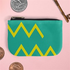 Waves Chevron Wave Green Yellow Sign Mini Coin Purses