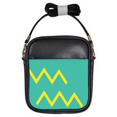 Waves Chevron Wave Green Yellow Sign Girls Sling Bags by Mariart