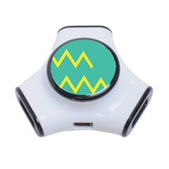 Waves Chevron Wave Green Yellow Sign 3-port Usb Hub by Mariart