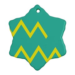 Waves Chevron Wave Green Yellow Sign Snowflake Ornament (two Sides)