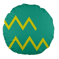 Waves Chevron Wave Green Yellow Sign Large 18  Premium Round Cushions