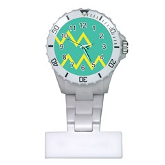 Waves Chevron Wave Green Yellow Sign Plastic Nurses Watch by Mariart