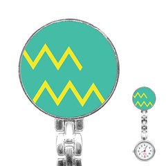 Waves Chevron Wave Green Yellow Sign Stainless Steel Nurses Watch