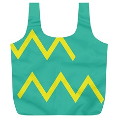 Waves Chevron Wave Green Yellow Sign Full Print Recycle Bags (l)  by Mariart