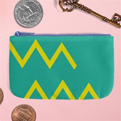 Waves Chevron Wave Green Yellow Sign Large Coin Purse