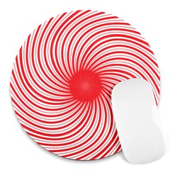 Spiral Red Polka Star Round Mousepads by Mariart