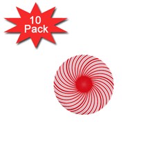 Spiral Red Polka Star 1  Mini Buttons (10 Pack)  by Mariart