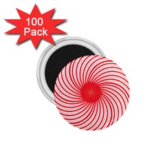 Spiral Red Polka Star 1 75  Magnets (100 Pack) 