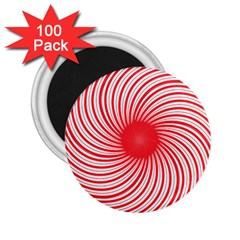 Spiral Red Polka Star 2 25  Magnets (100 Pack) 