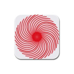 Spiral Red Polka Star Rubber Square Coaster (4 Pack) 