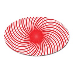 Spiral Red Polka Star Oval Magnet