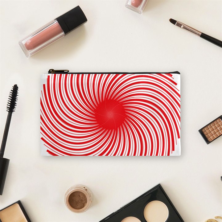 Spiral Red Polka Star Cosmetic Bag (Small) 