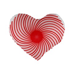 Spiral Red Polka Star Standard 16  Premium Heart Shape Cushions by Mariart