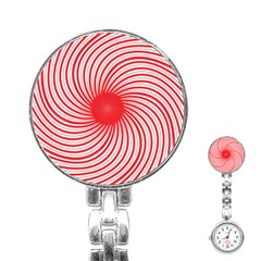 Spiral Red Polka Star Stainless Steel Nurses Watch by Mariart