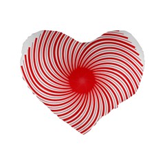 Spiral Red Polka Star Standard 16  Premium Flano Heart Shape Cushions by Mariart