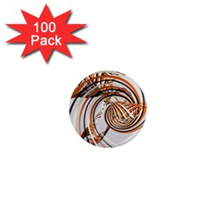 Splines Line Circle Brown 1  Mini Magnets (100 Pack) 