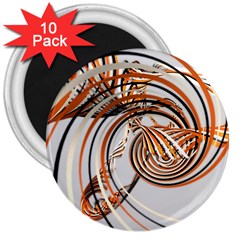 Splines Line Circle Brown 3  Magnets (10 Pack) 