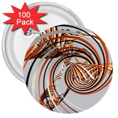 Splines Line Circle Brown 3  Buttons (100 Pack) 