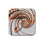 Splines Line Circle Brown Rubber Coaster (Square)  Front