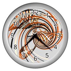 Splines Line Circle Brown Wall Clocks (silver)  by Mariart