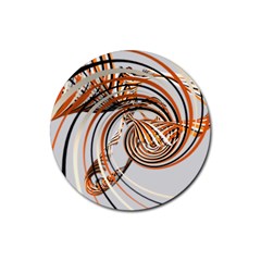 Splines Line Circle Brown Rubber Round Coaster (4 Pack)  by Mariart