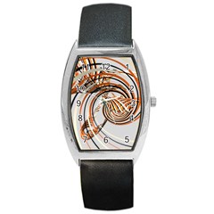 Splines Line Circle Brown Barrel Style Metal Watch by Mariart