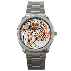 Splines Line Circle Brown Sport Metal Watch