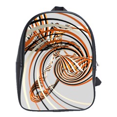 Splines Line Circle Brown School Bag (large) by Mariart