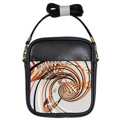 Splines Line Circle Brown Girls Sling Bags by Mariart