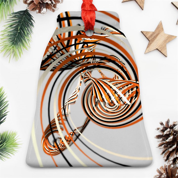 Splines Line Circle Brown Bell Ornament (Two Sides)