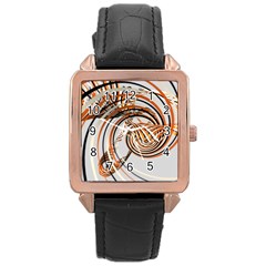 Splines Line Circle Brown Rose Gold Leather Watch  by Mariart