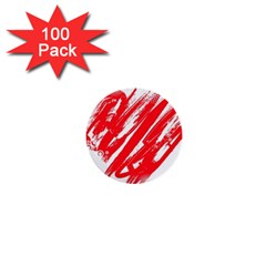 Valentines Day Heart Modern Red Polka 1  Mini Buttons (100 Pack) 