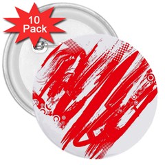 Valentines Day Heart Modern Red Polka 3  Buttons (10 Pack)  by Mariart