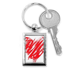 Valentines Day Heart Modern Red Polka Key Chains (rectangle) 