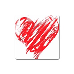 Valentines Day Heart Modern Red Polka Square Magnet