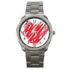 Valentines Day Heart Modern Red Polka Sport Metal Watch