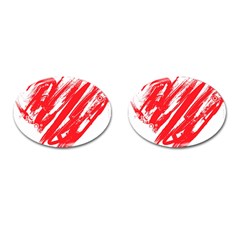 Valentines Day Heart Modern Red Polka Cufflinks (oval)