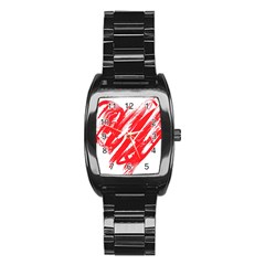 Valentines Day Heart Modern Red Polka Stainless Steel Barrel Watch by Mariart