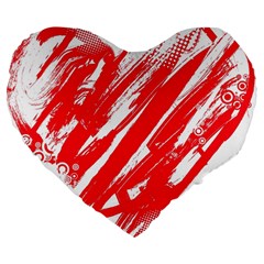 Valentines Day Heart Modern Red Polka Large 19  Premium Flano Heart Shape Cushions by Mariart