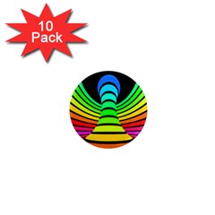 Twisted Motion Rainbow Colors Line Wave Chevron Waves 1  Mini Magnet (10 Pack)  by Mariart