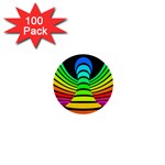 Twisted Motion Rainbow Colors Line Wave Chevron Waves 1  Mini Buttons (100 pack)  Front