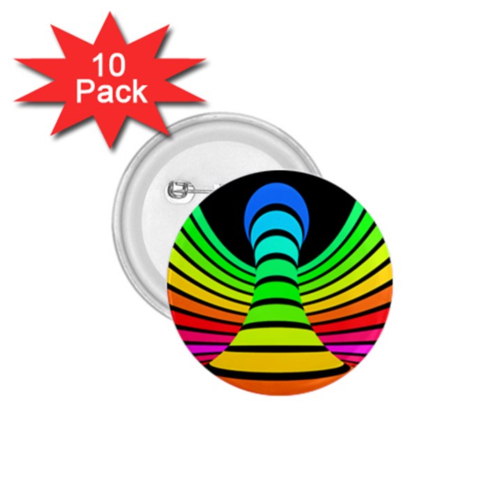 Twisted Motion Rainbow Colors Line Wave Chevron Waves 1.75  Buttons (10 pack)