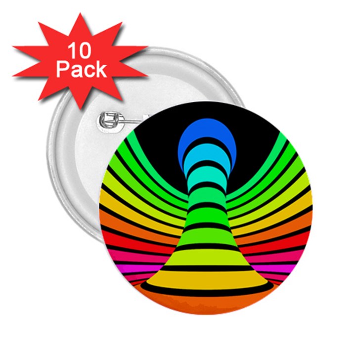 Twisted Motion Rainbow Colors Line Wave Chevron Waves 2.25  Buttons (10 pack) 