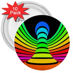 Twisted Motion Rainbow Colors Line Wave Chevron Waves 3  Buttons (10 Pack)  by Mariart