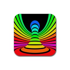 Twisted Motion Rainbow Colors Line Wave Chevron Waves Rubber Coaster (square)  by Mariart