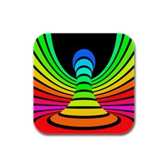 Twisted Motion Rainbow Colors Line Wave Chevron Waves Rubber Square Coaster (4 Pack)  by Mariart