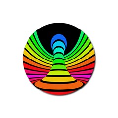 Twisted Motion Rainbow Colors Line Wave Chevron Waves Rubber Coaster (round)  by Mariart